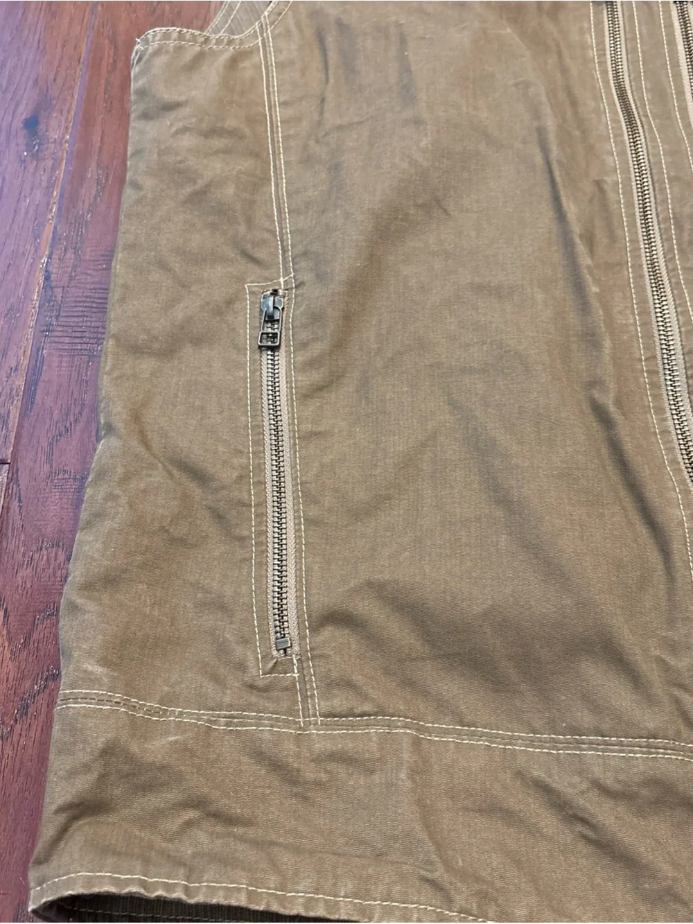 Kuhl Men's Tan Canvas Zip Front Utility Vest